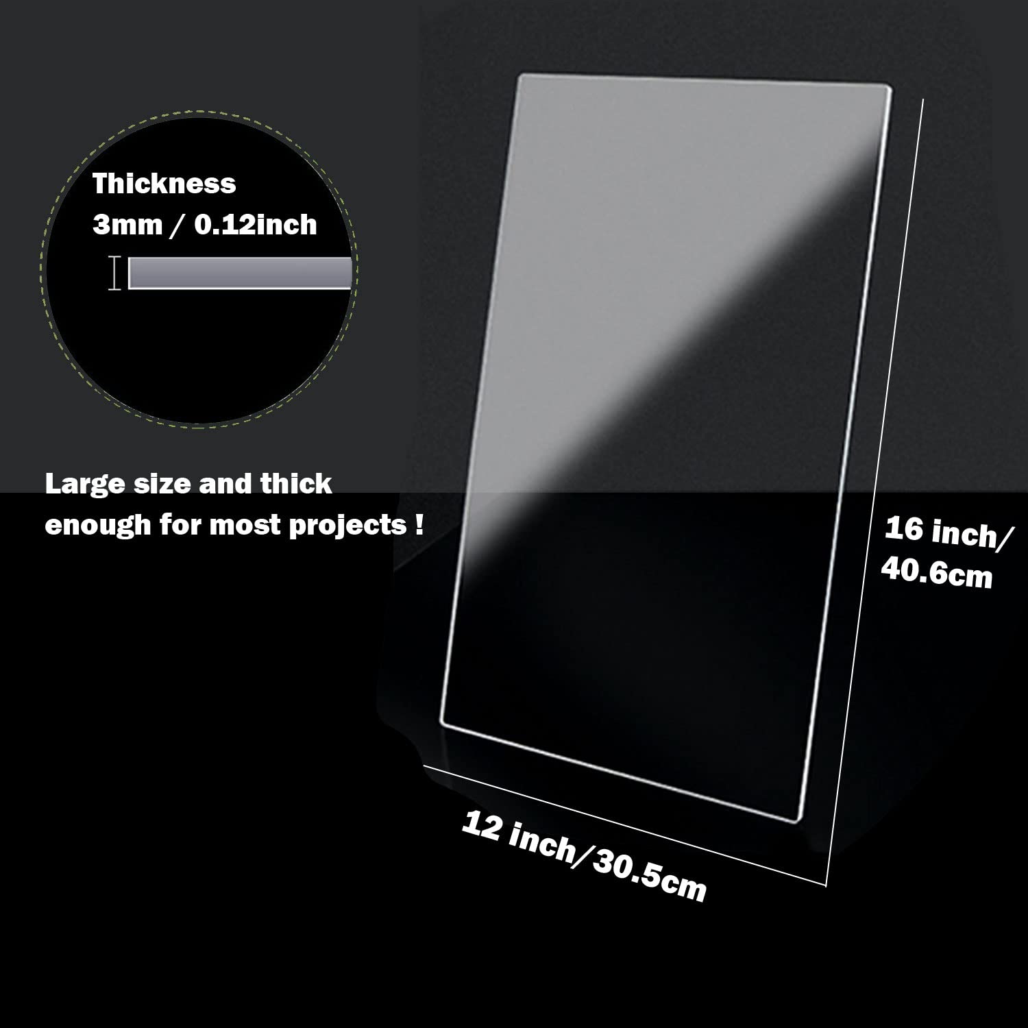 Clear Acrylic Sheets - 3 Pack 12x16" -3 Clear Acrylic Sheets - 3 Pack 12x16" -3
