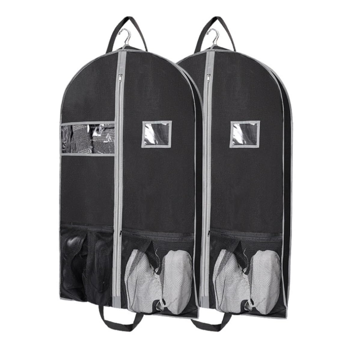 Coat Garment Bags Suit Cover 3pcs Garment Bags Travel Closet Storage With Zipper Pocket Handles Hanging Suit Bag Clothes Protectors(Black)