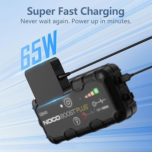 Miniatura 2 de Cargador USB C de 65 W compatible con Noco Boost X GBX45 GBX55 GBX75 GBX155, Air AX65 y Max GB250 GB251 GB500, fuente de alimentación de arranque de