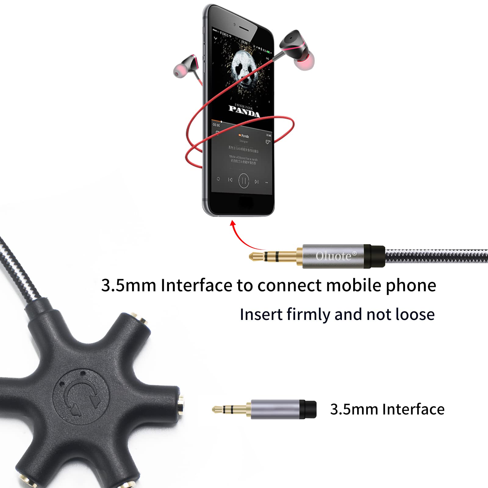 Splitter Audio 5 Sorties Jack 3,5 Mm - Vert, Avec Câble Inclus, Pour Partager Du Son Sur Plusieurs Appareils