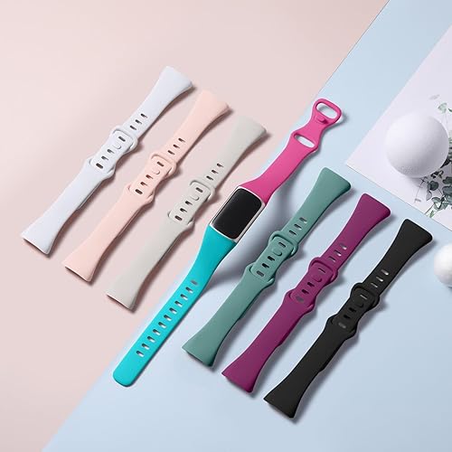 Miniatura 2 de Maledan Paquete de 8 correas compatibles con Fitbit Charge 5 bandas para mujeres y hombres, correa deportiva de silicona suave y delgada,
