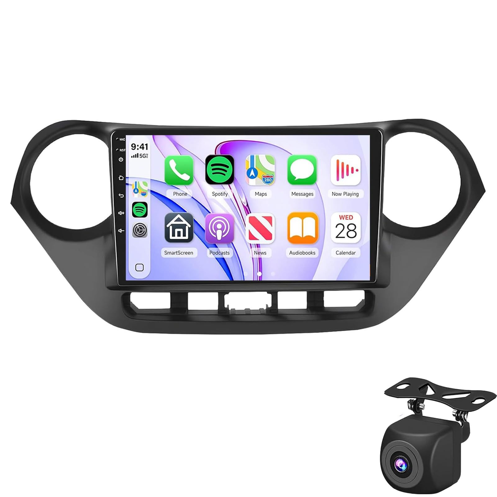 Android 15 Car Radio For Hy-undai I10 2013 2014 2015 2016 2017 2018 2019 With Wireless Carplay Android Auto Mirror Link BT 9'' GPS Navi Stereo WiFi EQ FM MirrorLink Reversing Camera(Color:WIFI 2G+32G)