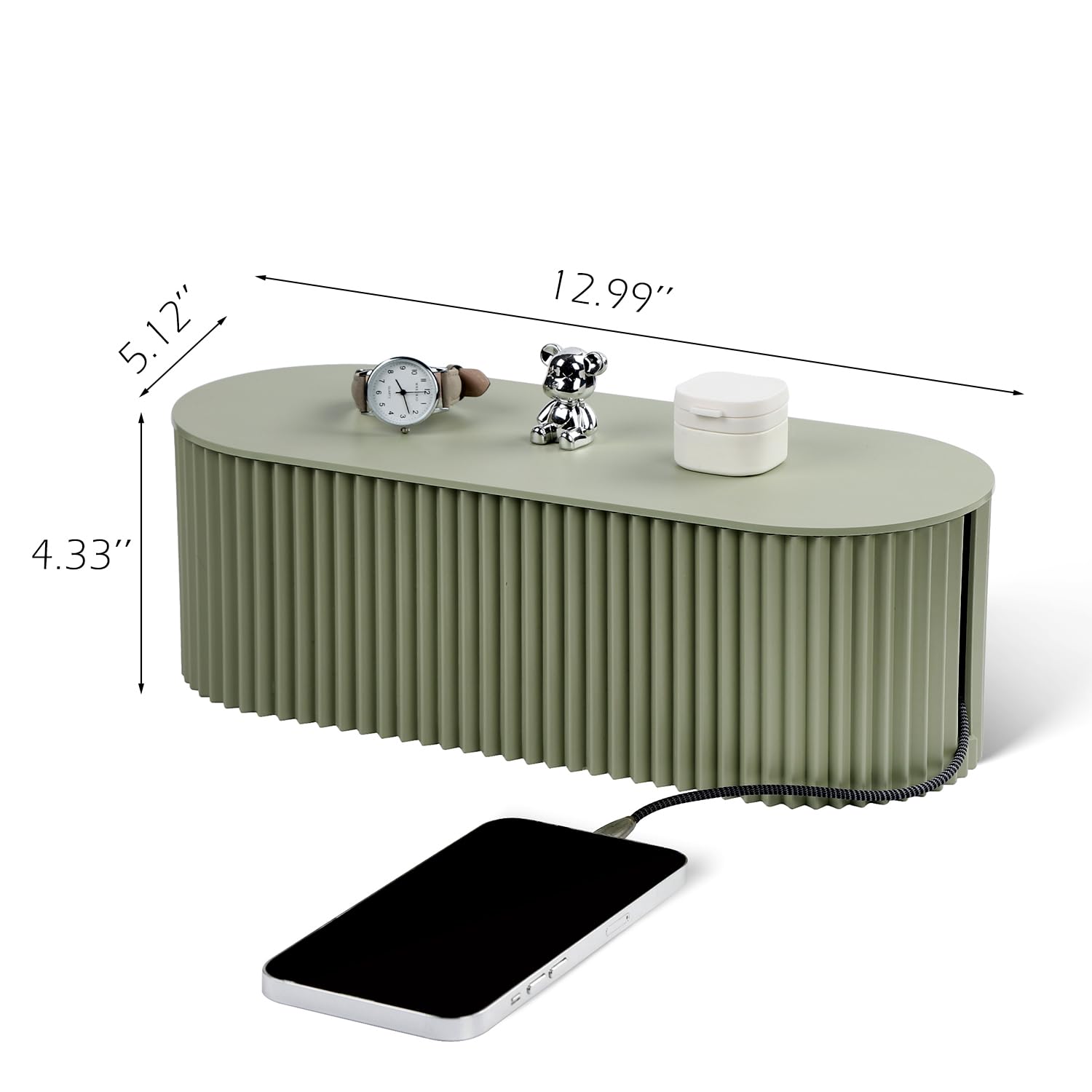 RAMFIYN Cable Management Box Large Cable Organizer Box for Power Strips, Surge Protectors, Chargers, Adapters, TV Computer Wires Cable Hider Organizer Box with Cable Ties?Wire Ties - Green