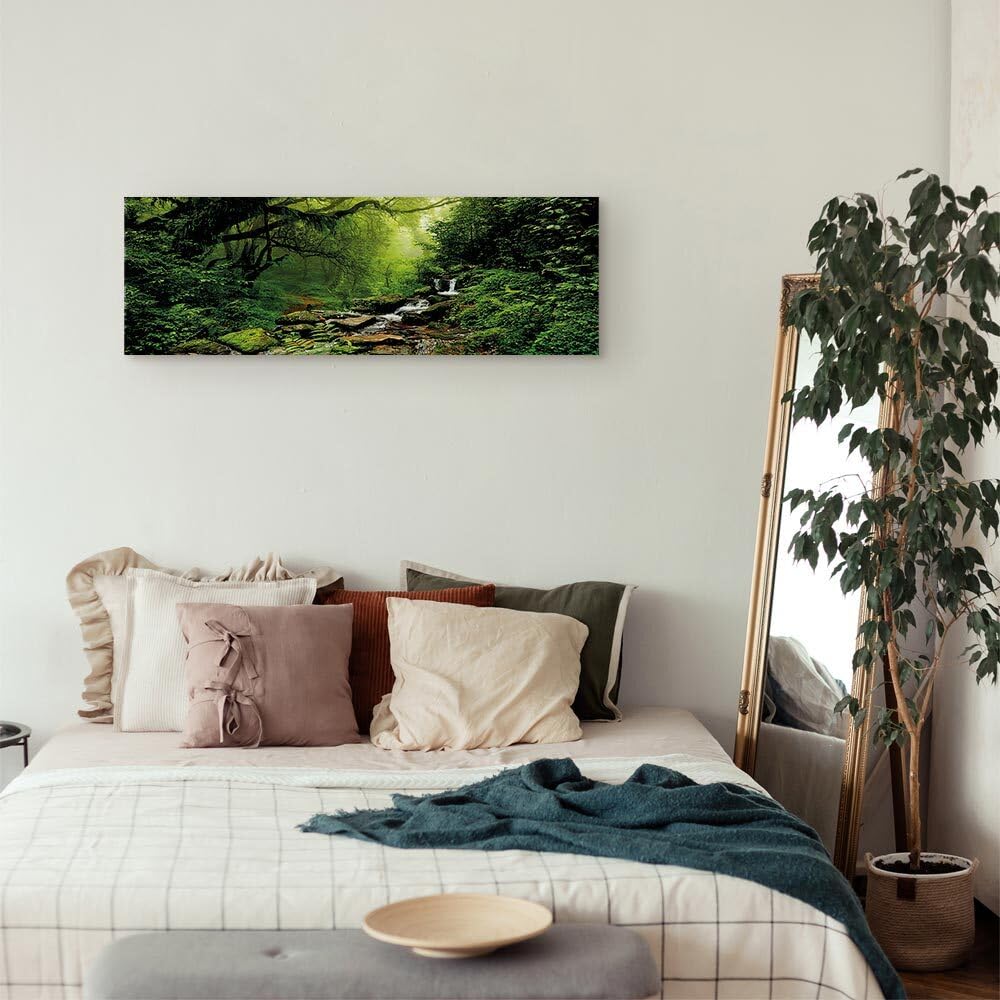 decomonkey Bilder Wald 150x50 cm XXL 1 Teilig Leinwandbilder Wandbild Baum