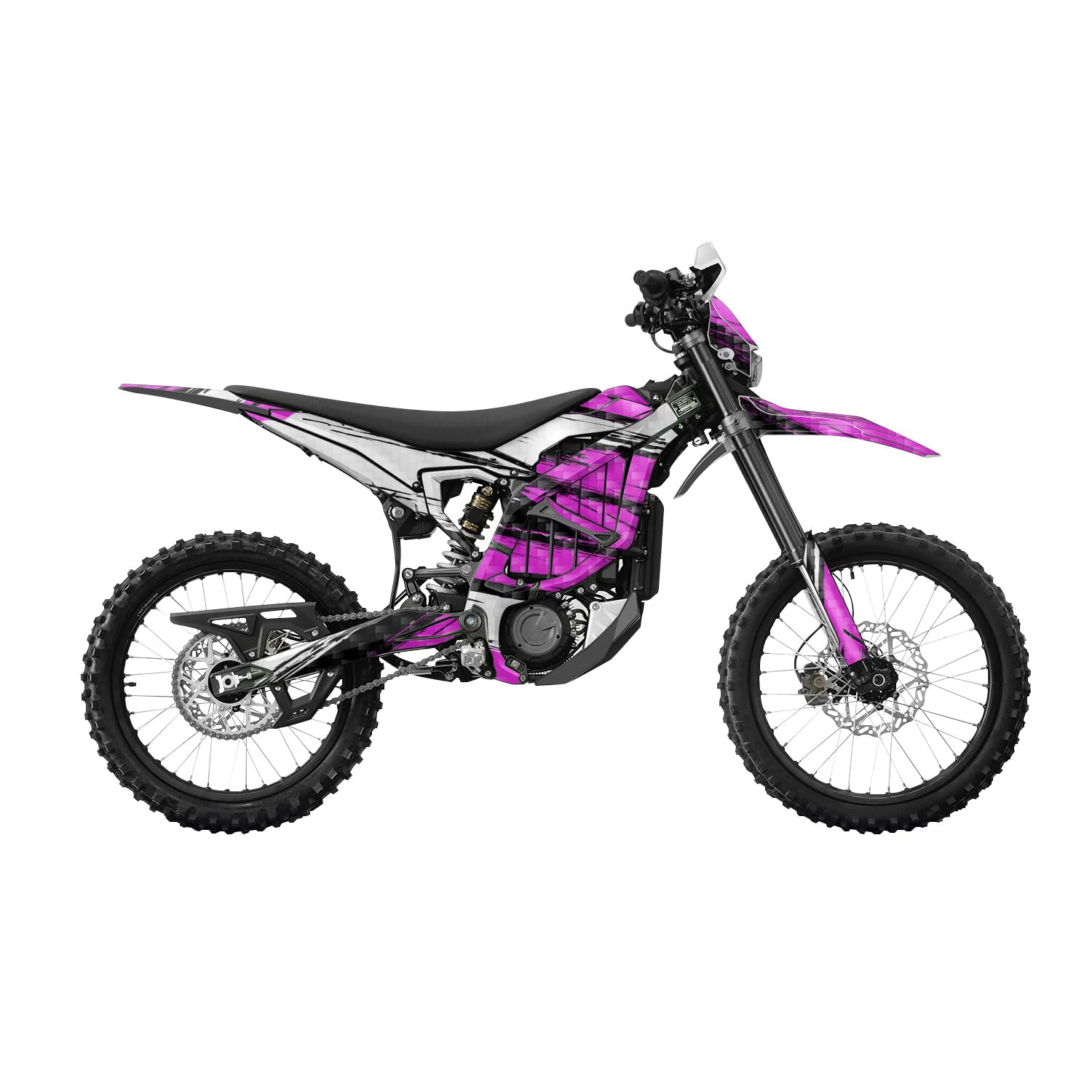Carbon Fiber Surron Ultra Bee Graphics Kit Wrap - Grunge Stripe Magenta - Sur-Ron Skin - Premium 3M Vinyl Protective Wrap Decal Cover - Easy to Apply | Crafted in The USA by MightySkins