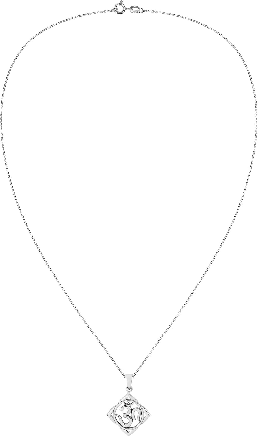 AeraVida Delicate Casual Yoga Flower Round Peaceful mantra design Carved Religious Accessory in .925 Sterling Silver Mindfulness Charm Necklace, 18 inch - Image 4