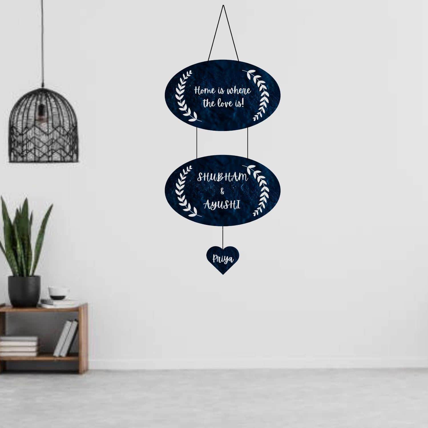 Webelkart Unique Family Designer Customised Wall Hanging, Name Plate For Home Entrance outdoor, Wooden Hanging House Name Plate - (23 x 11 inches)