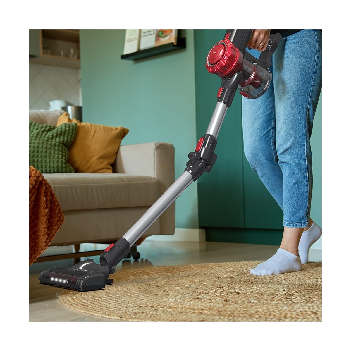 Livoo – Aspirateur balai sans fil flex – puissance moteur 150W, 10kPa, batterie lithium, autonomie 40 min, tube flexible, 2 vitesses