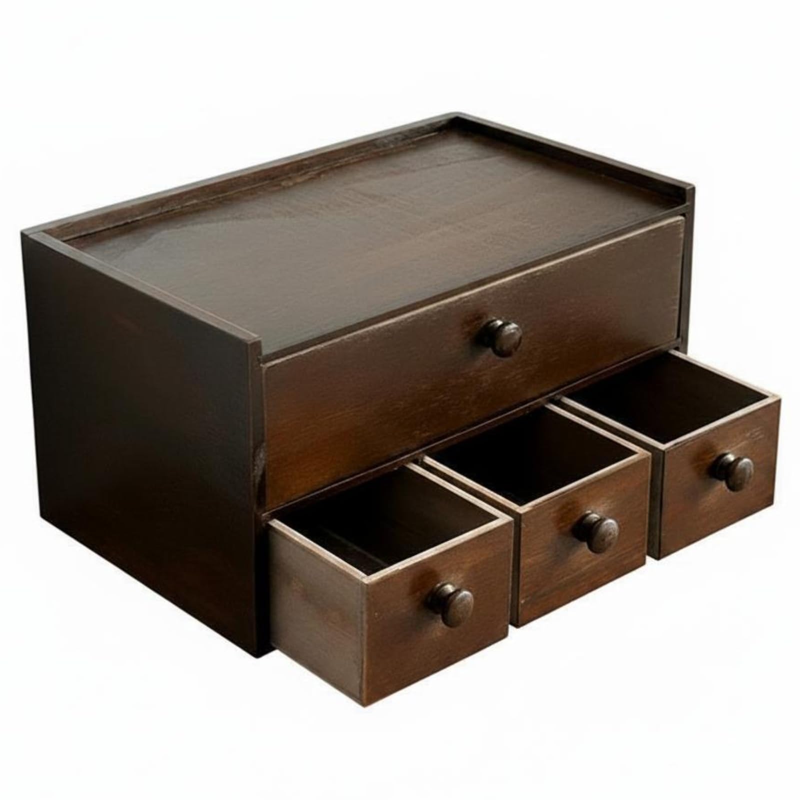 Portaoggetti in Legno Contenitore da Scrivania a Cassetti Struttura Compatta Fatto a Mano per Separare Documenti Accessori Cancelleria Adatto a, Caffè, Scatola Da Tè A 4 Cassetti