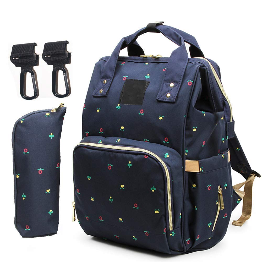 Baby Diaper Bag Backpack Waterproof with Stroller Strap Insulated Bag Mom Dad