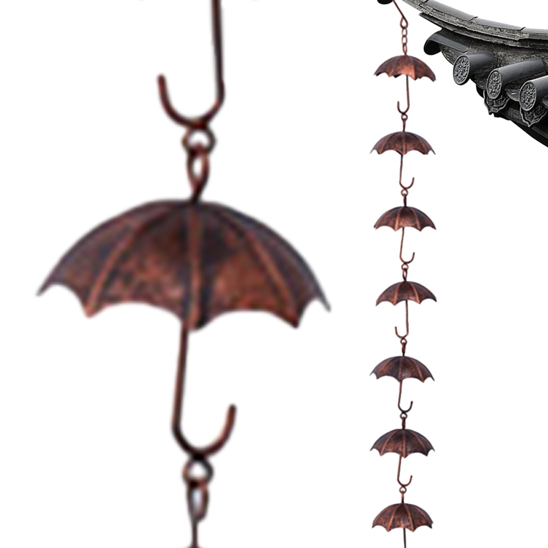 Chaîne de pluie parapluie de 39 pouces longue pour gouttière et décoration extérieure