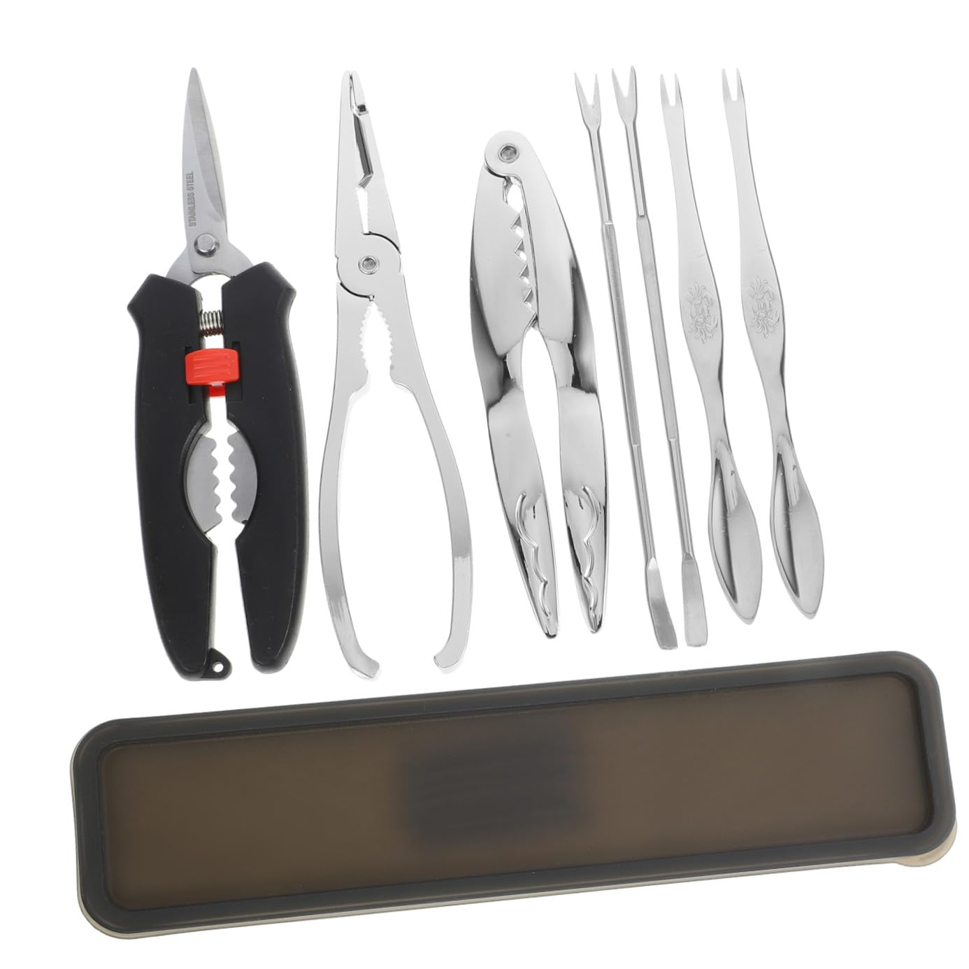 Pince de Crabe en Acier Inoxydable, Kit D'ustensiles Crustacés Ciseaux Crustacés et Pics à Crabes, pour Manger des Fruits de Mer en Toute Sécurité