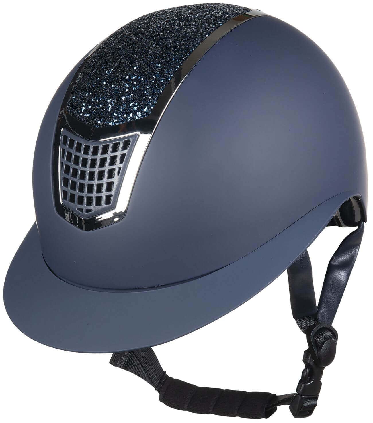 HKM Glamour Shield Cascos de equitación, Unisex Adulto, 6971 Azul Oscuro/Plateado, 56-58 cm