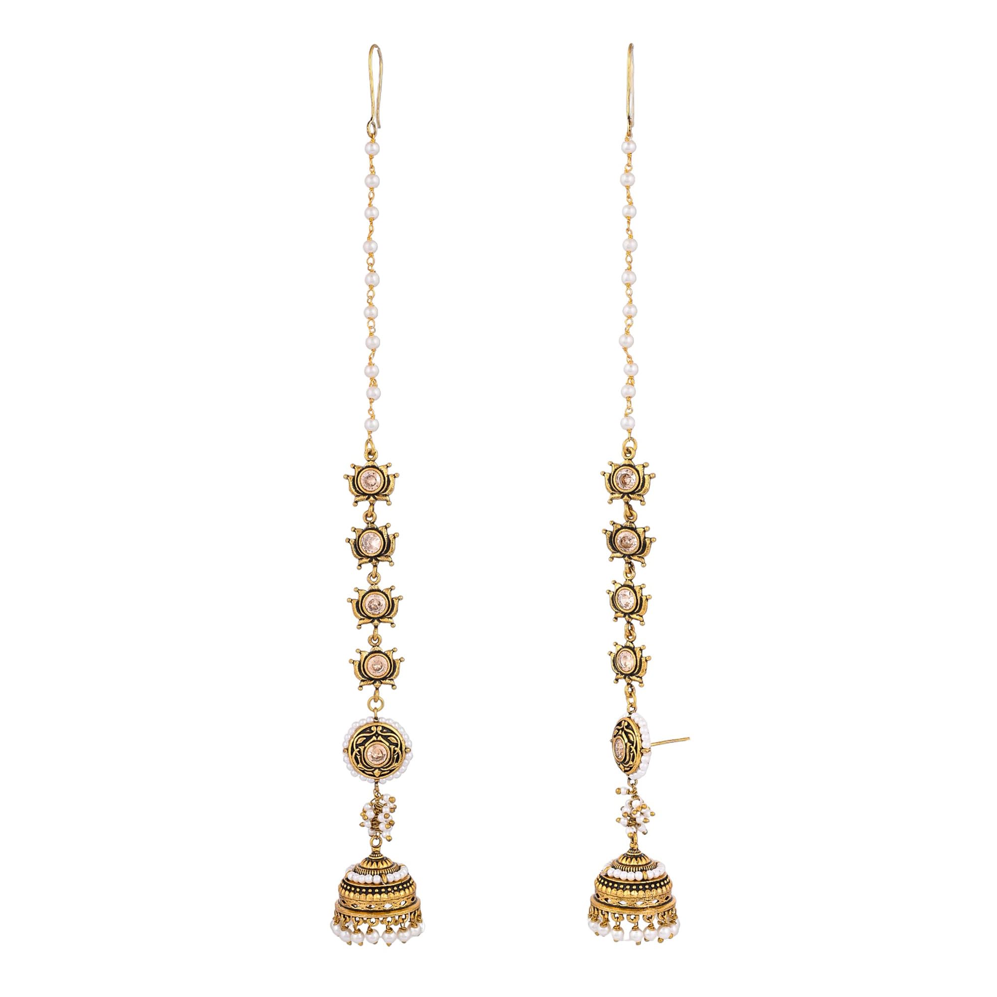 Apsara Bliss Jhumka Earrings With Chain-image-30