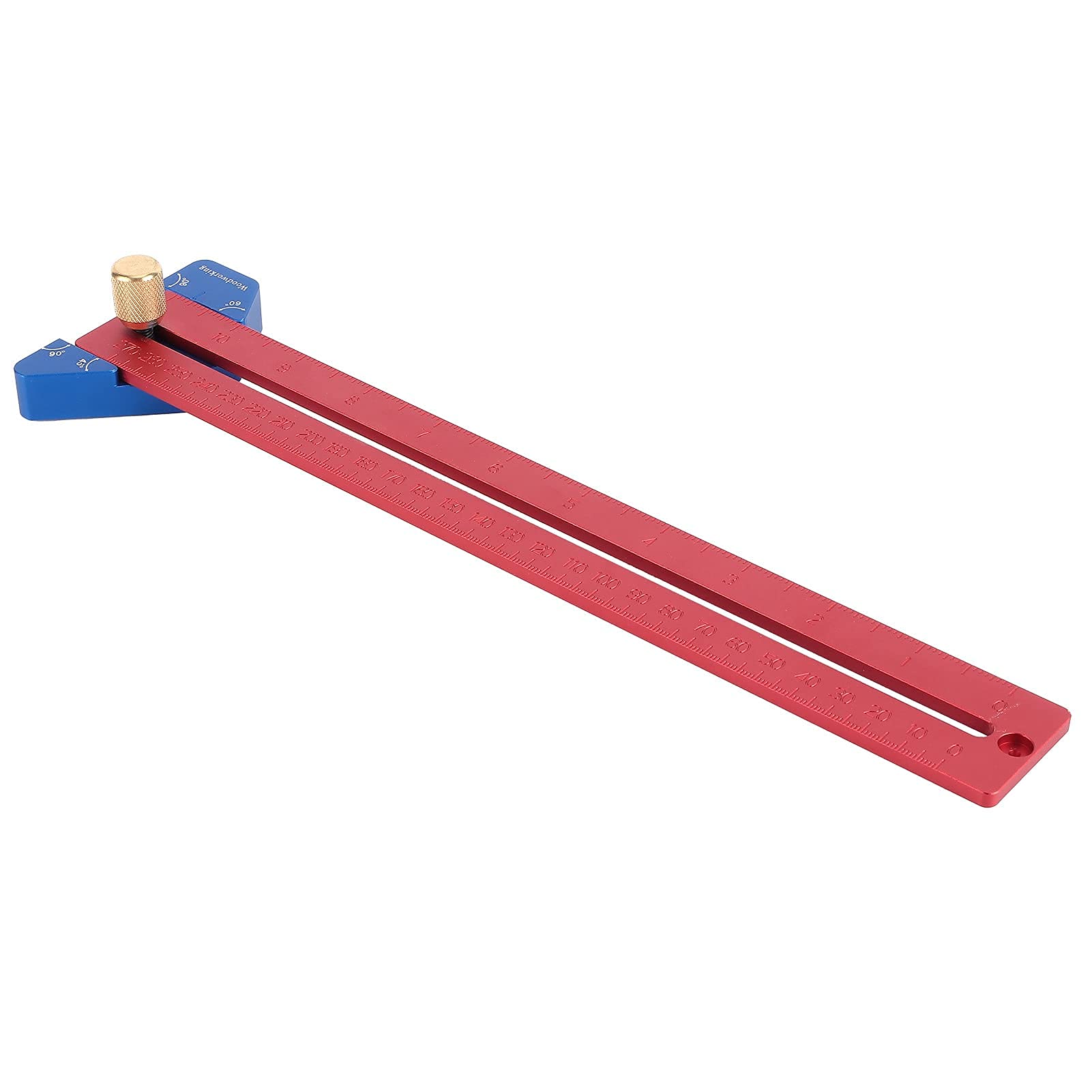 Regla en ángulo de aleación de aluminio de 270 mm, herramienta de marcado y trazado de líneas con tuercas de latón duraderas, escalas métricas e imperiales, acabado de oxidación anódica