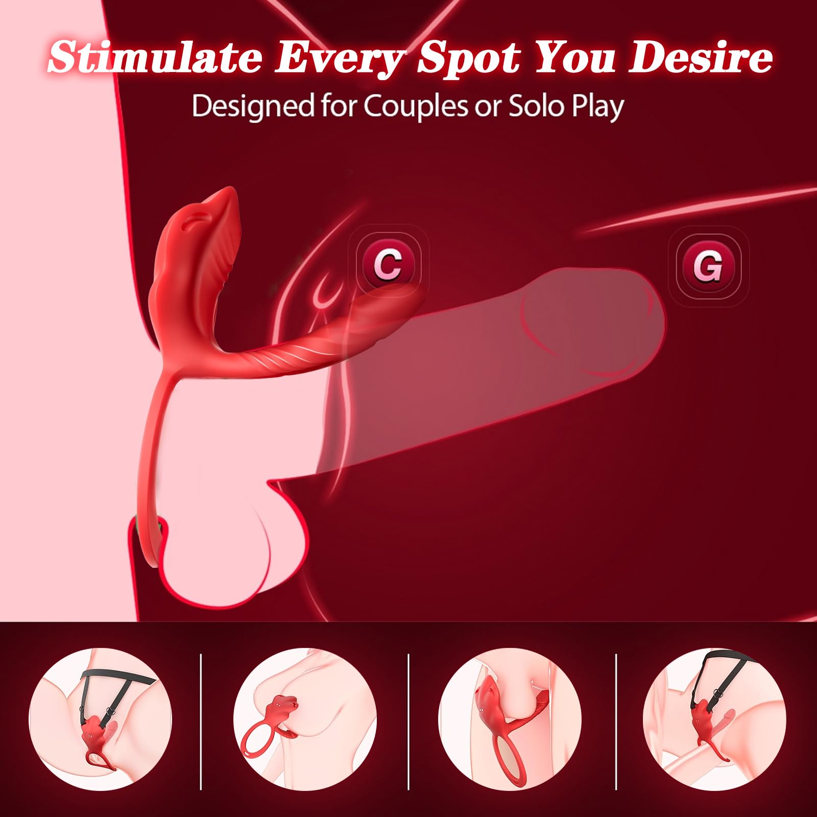 Juguetes Eróticos para Parejas, Anillo Vibrador Hombre y Mujer con Control Remoto, Estimulador Clítoris y Punto G, Bragas Vibradoras Discretas y Silencioso, 9 Modos Recargable USB