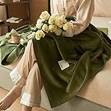 BOHOPOPM Manta de terciopelo de franela de leche ultrasuave de lujo para sofá, verde