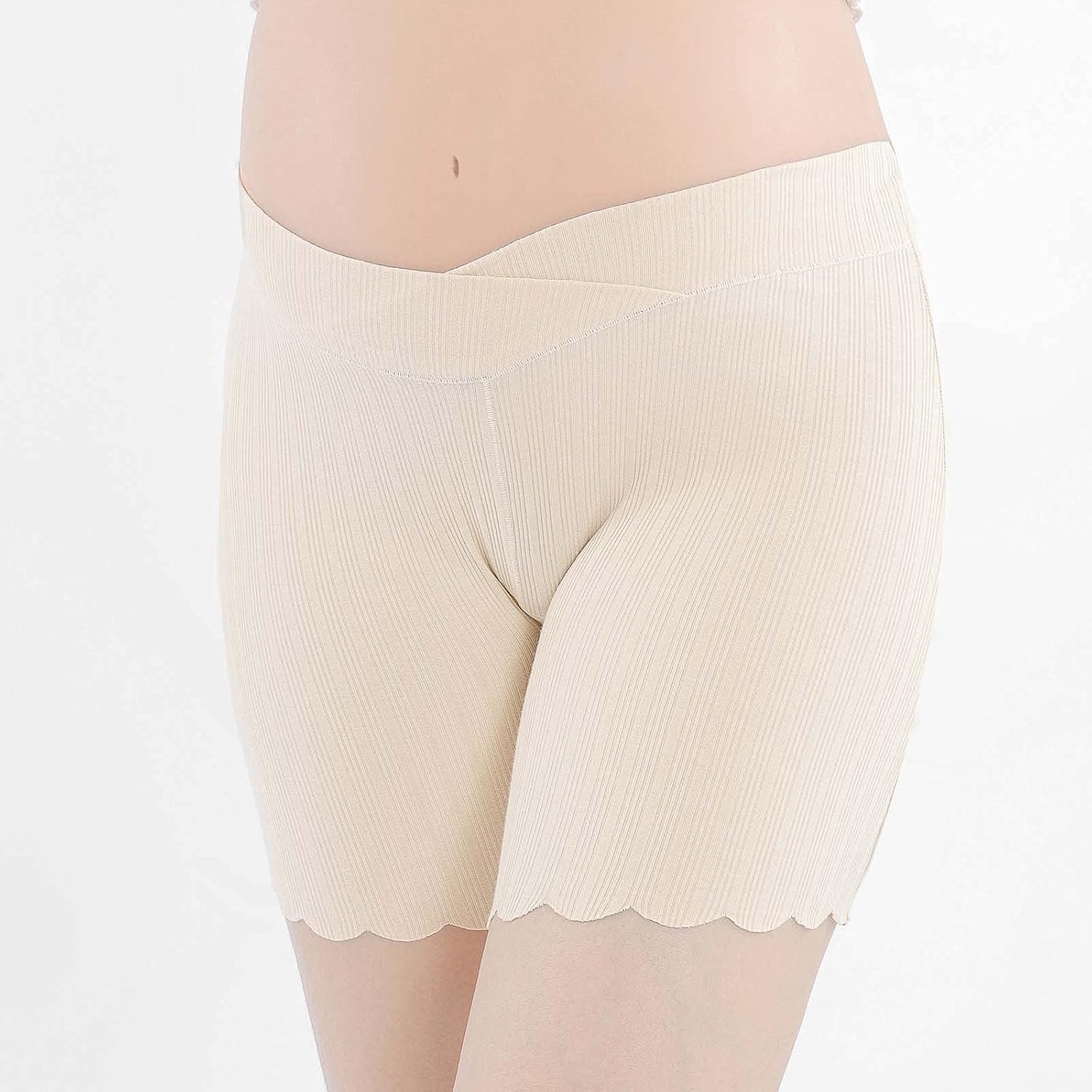 iiniim Women Maternity Sports Shorts Stretch Loose Slim Fit Over the Belly Patchwork Short Pants for Summer Daily Apricot XX-Large