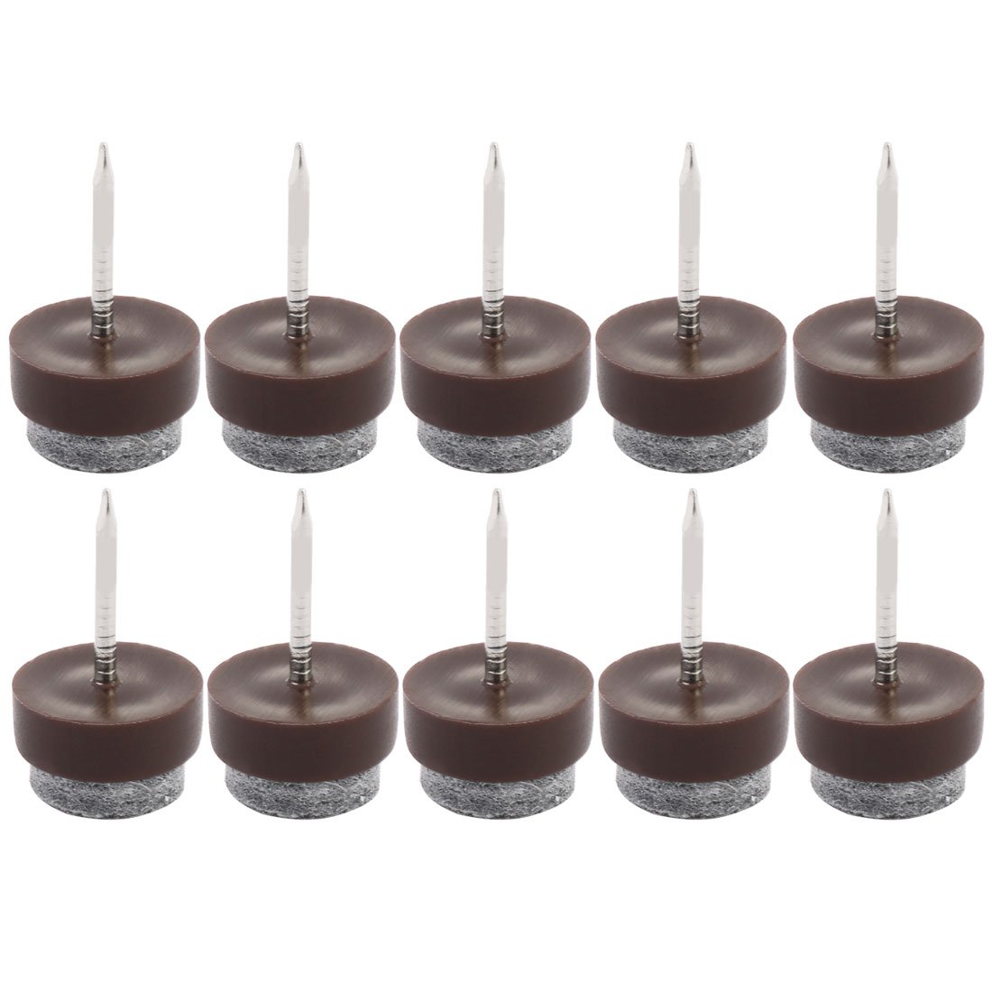 Table Chair Furniture Feet Legs Floor Protector Guard Felt Pad Nails 13mm Diameter Pack of 10 Dark Brown