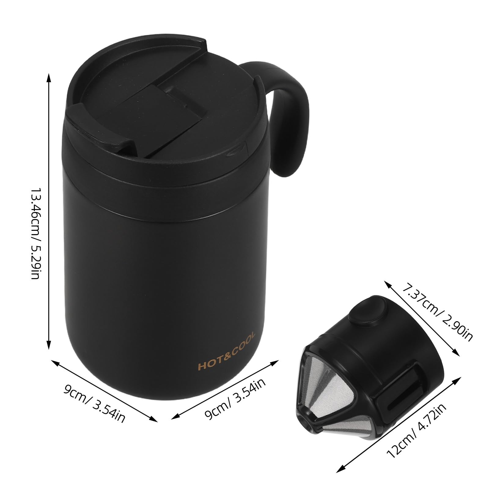 1 set di tazze da caffè da viaggio: tazza termica a prova di perdite con coperchio, filtro integrato, bicchiere isolante riutilizzabile in acciaio inossidabile, macchina da caffè