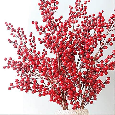 AITISOR Artificial Red Berries Christmas Berries Stems for Winter Home Decor Christmas Decorations Cover