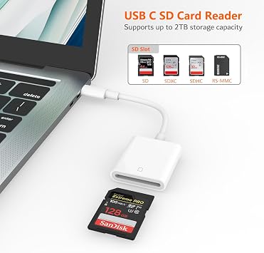 SD Card Reader USB C for iPhone 17/16/15 Series Memory Card Reader Digital Camera Adapter Compatible with iPad, Mac, MacBook Pro/Air, Kodak Pixpro and Other Type C Devices