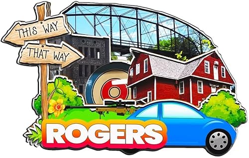 Rogers Arkansas USA - Imán de madera para nevera, monumentos 3D, recuerdos coleccionables, decoración hecha a mano -1359