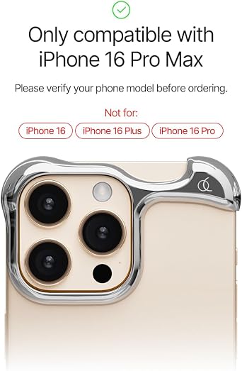 Arc Pulse Compatible with iPhone 16 Pro Max Phone Case (2024), Minimalist Protective Shock Absorption Aerospace Grade Aluminum Shells + Elastomer Inlays Easy Fit 6.9 inch (Aluminum Polished Silver)