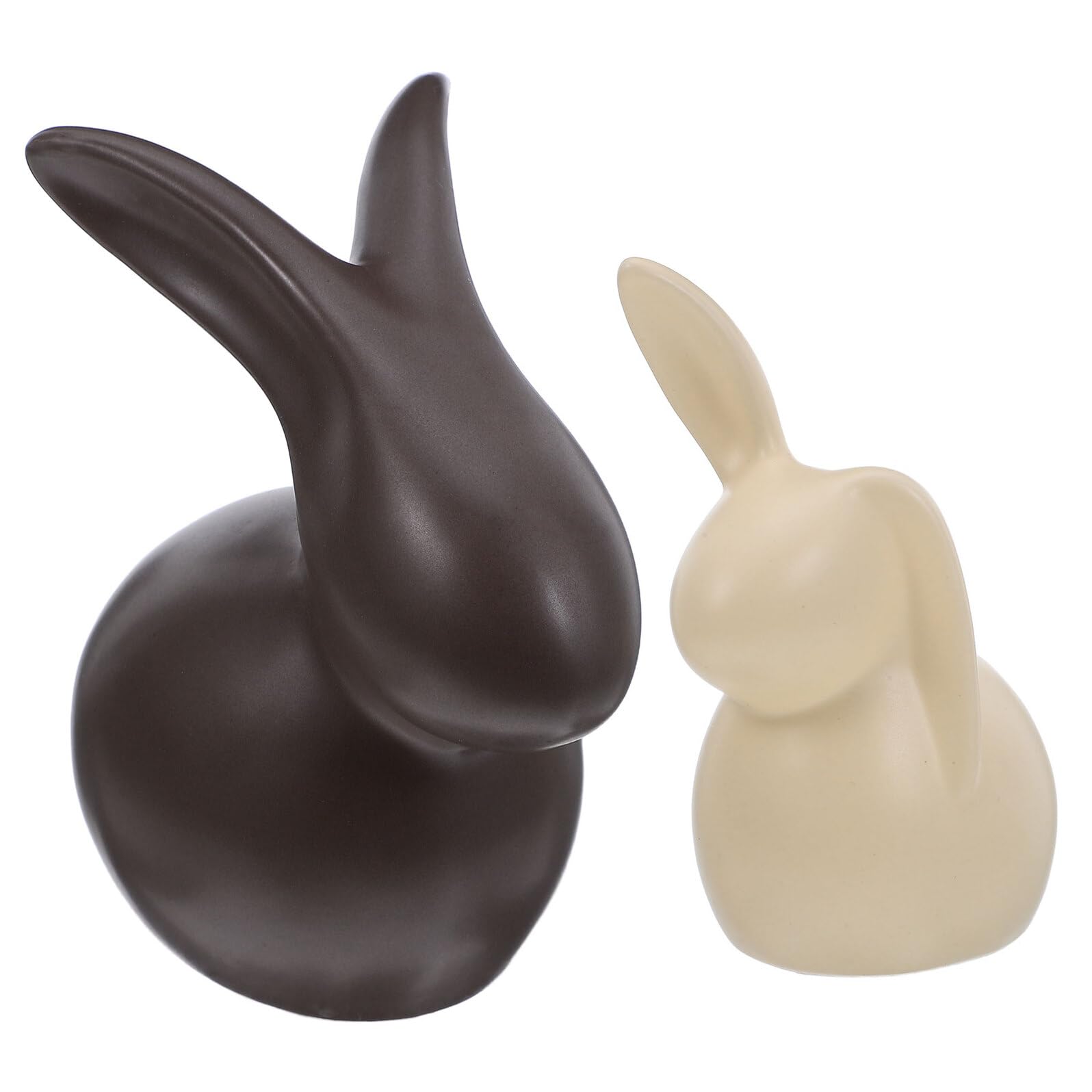 Lot de 2 Sculptures Décoratives de Lapins en Porcelaine Vintage, Décoration Maison Polyvalente et Ornements pour Bureau ou Salon