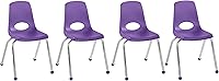 Vista 16 de FDP 10380-BK - Silla escolar apilable de 14 pulgadas, asiento apilable para estudiantes con patas de acero cromado y deslizadores de bolas