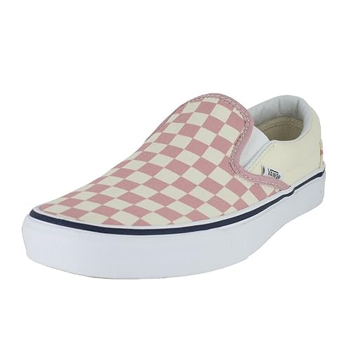 light pink checkered slip on vans