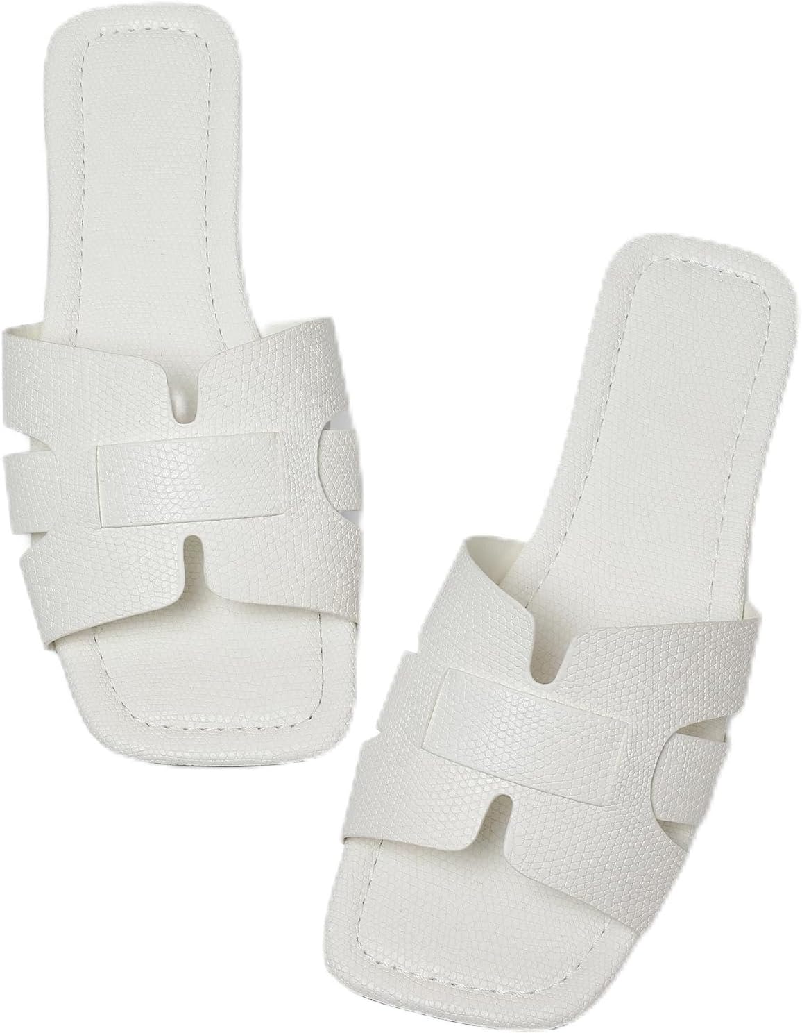 Women’s Casual Flat Sandals, Comfortable Slip-On Slides