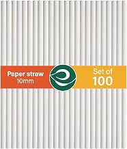 ECO SOUL [10 mm, 100 Count] Biodegradable Paper Straws | Eco-Friendly Compostable Sustainable Disposable Drinking Straws | Bubble Tea Juice Smoothie Thick Shakes Non-Bendable White Straws (Extra Wide)