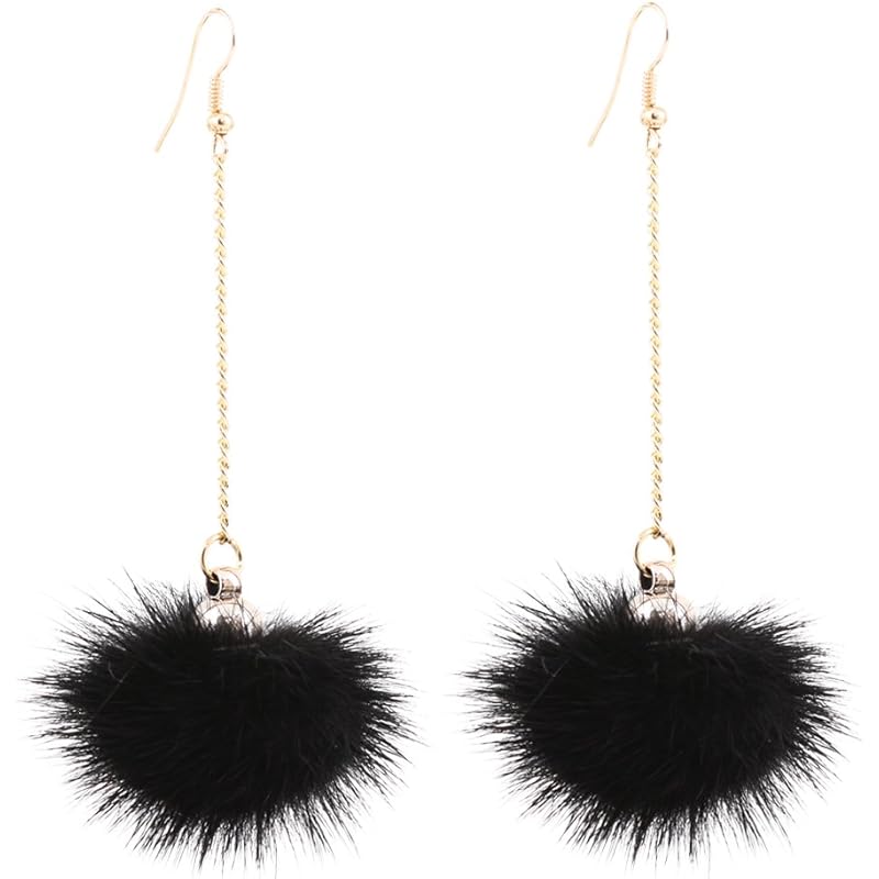 レディース 低反発 腰用 Boderierキュートなウサギファーポンポン付きドロップイヤリングゴールドchainlinkダングルイヤリング耳ドロップレディースガールズ Ig31pfscuq Flowtobacco Com