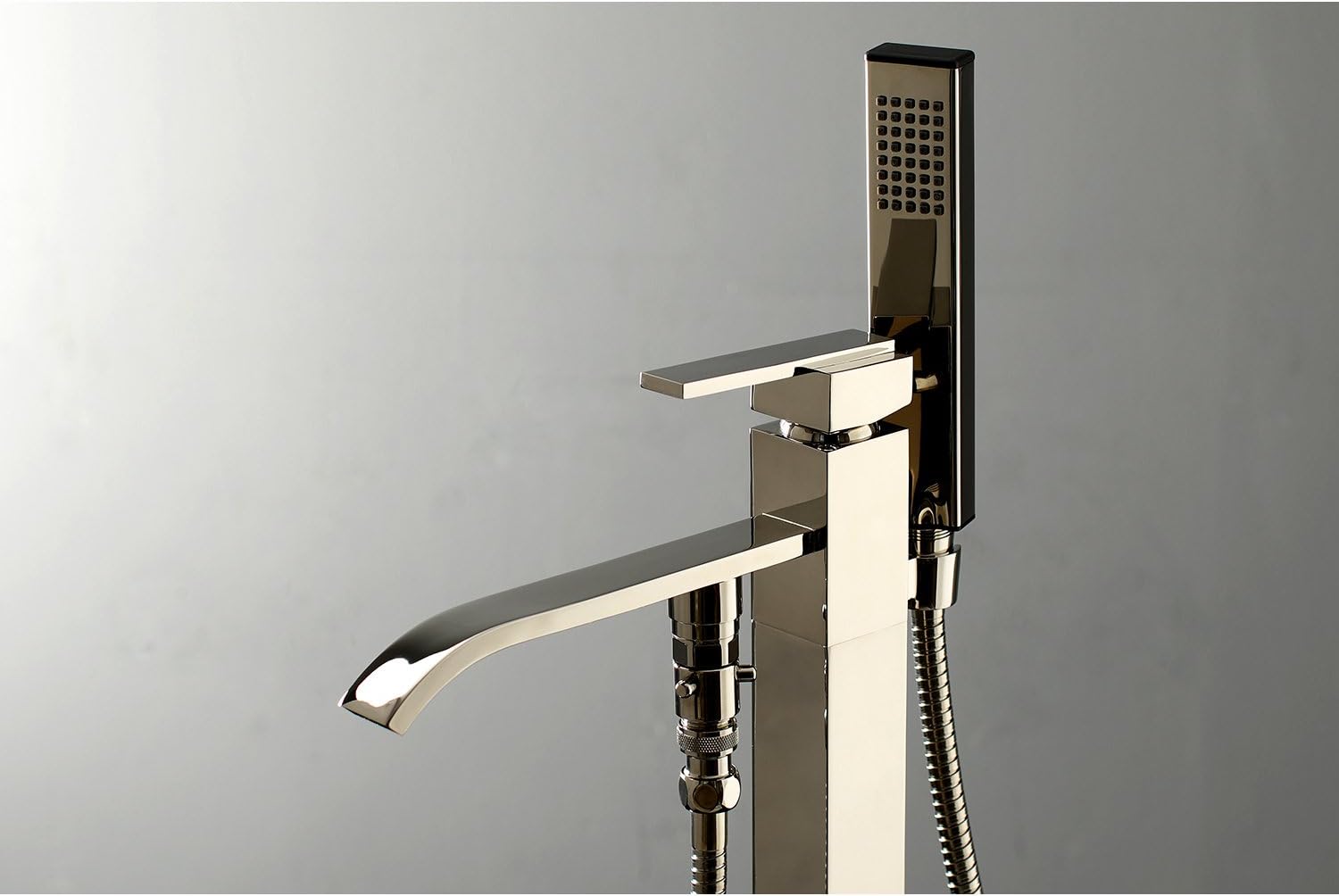 Kingston Brass KS4136QLL Executive Freestanding Tub Faucet with Hand Shower, Polished Nickel