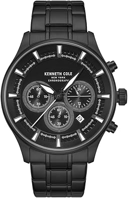 Kenneth Cole New York Mens Chronograph Watch Stainless Steel Bracelet, Bold Hour Markers, Sophisticated Design