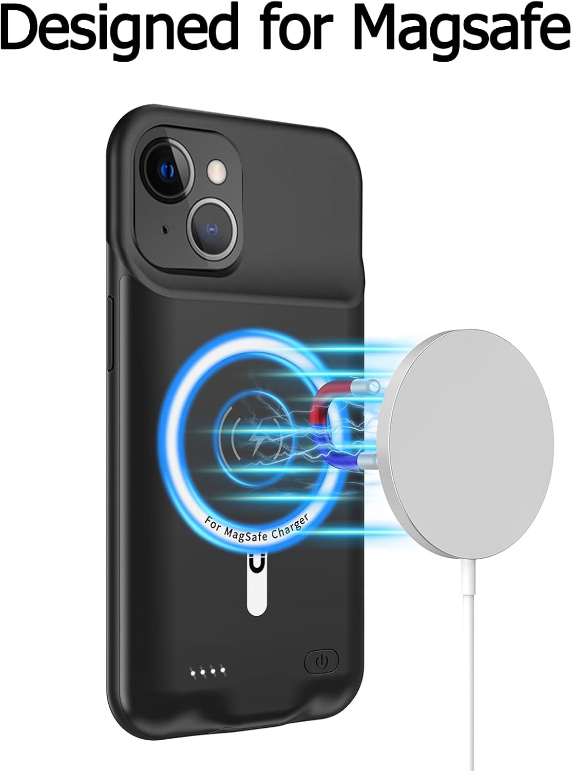 Battery Case for iPhone 13, Upgraded 10000mAh Portable Protective Charging Case with Wireless Charging Compatible with iPhone 13 (6.1 inch) Rechargeable Battery Pack Charger Case with Carplay (Black)