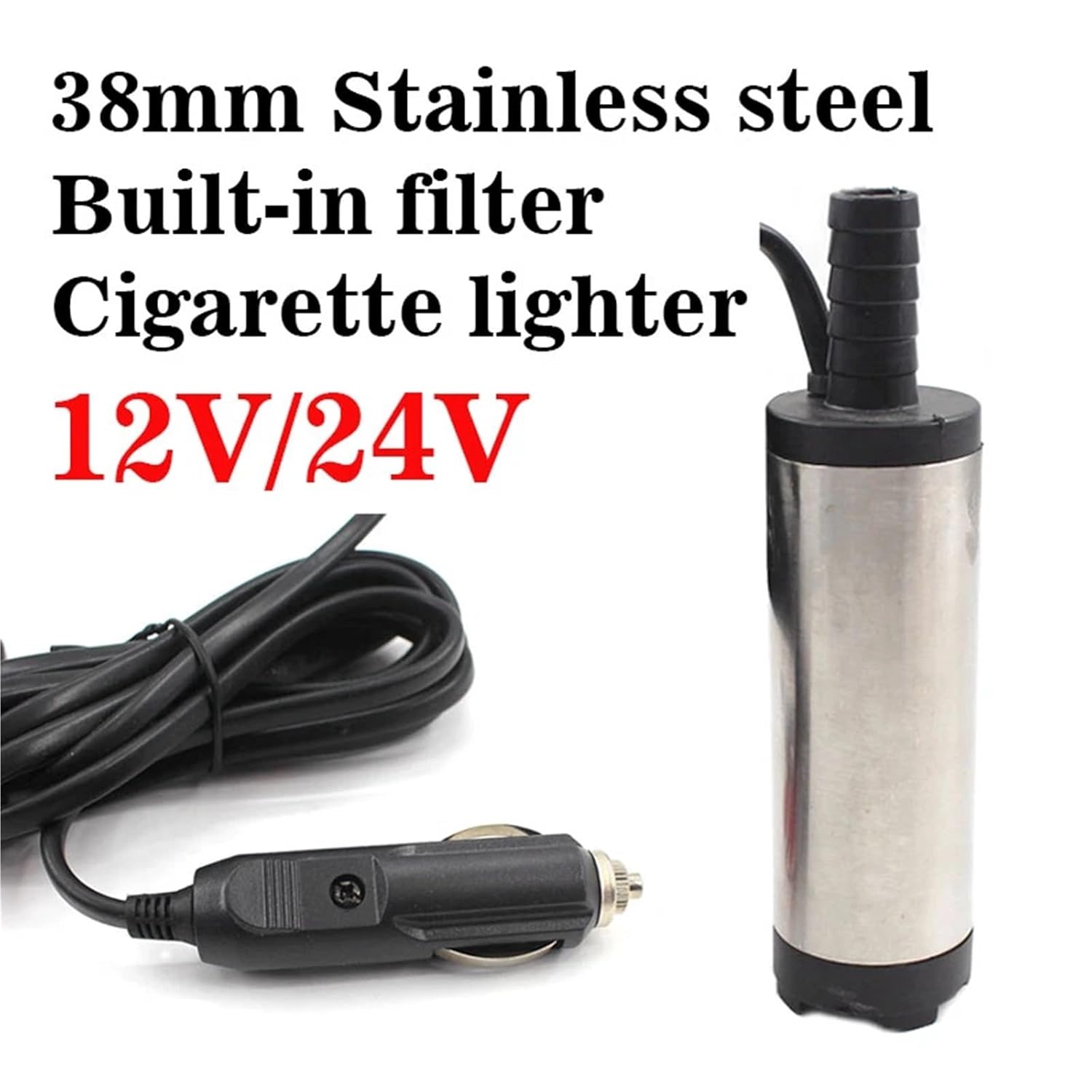 1pcs Oil Diesel Fuel Pump 12V 24V Electric Submersible Pump Stainless Steel Mini Transfer Car Oil Kerosene Pump Suction 30L/min(38MSSNY)