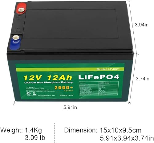 Miniatura 4 de Talentcell Batería LF4021, baterías recargables del fosfato del hierro del litio del ciclo profundo de 12.8V 153.6Wh de 12V 12Ah LiFePO4