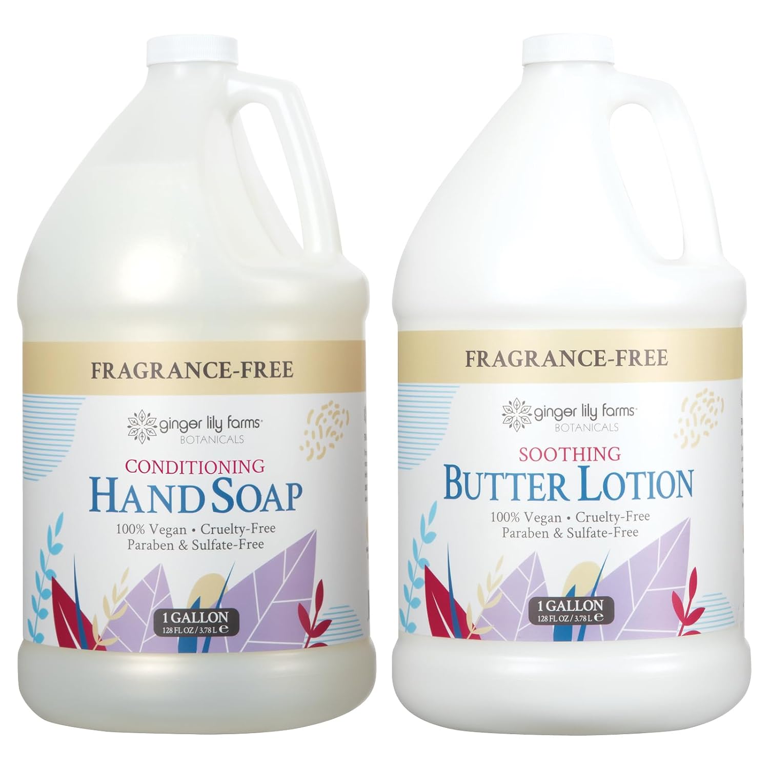Ginger Lily Farms Botanicals Hand Soap + Butter Lotion Bundle, Fragrance Free