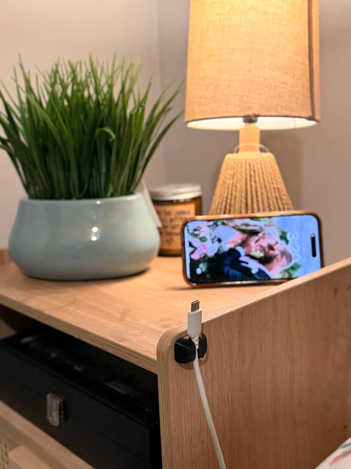 TPU Cable Clips, 6-Pack, Black, 6 mm Opening, Cord Organizer for Desk Wire Management