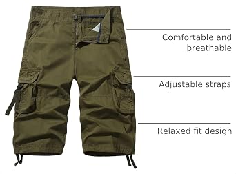 Men's Cargo Shorts 3/4 Cotton Relaxed Fit Below Knee Capri Cargo Pants