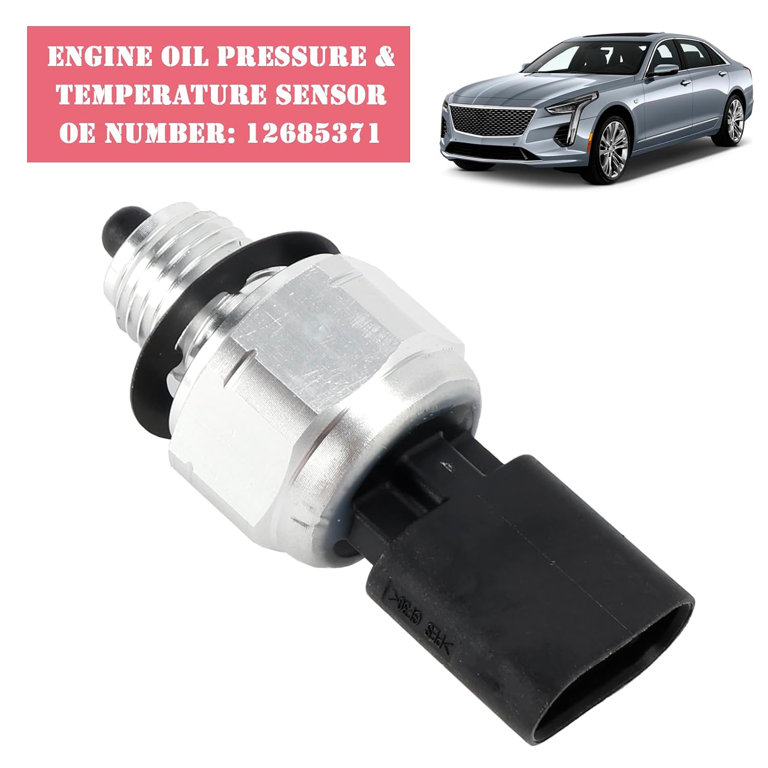 Engine Oil Pressure + Temperature Sensor 12685371 for Chevy Silverado 1500 2020, Silverado 1500/1500 LD 2019, for GMC Sierra 1500 2020, for Cadillac CT6 V 2019