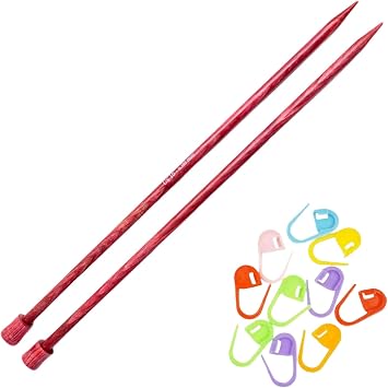 KnitPro Dreamz Straight Knitting Needles 14 inch, Size 10 35cm, 6.00mm with 10 Colorful Stitch Markers