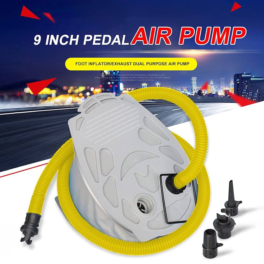 Pompa Ad Aria A Pedale Portatile - Per Gonfiabili, Barca, Kayak, Con 3 Adattatori - Foto 6