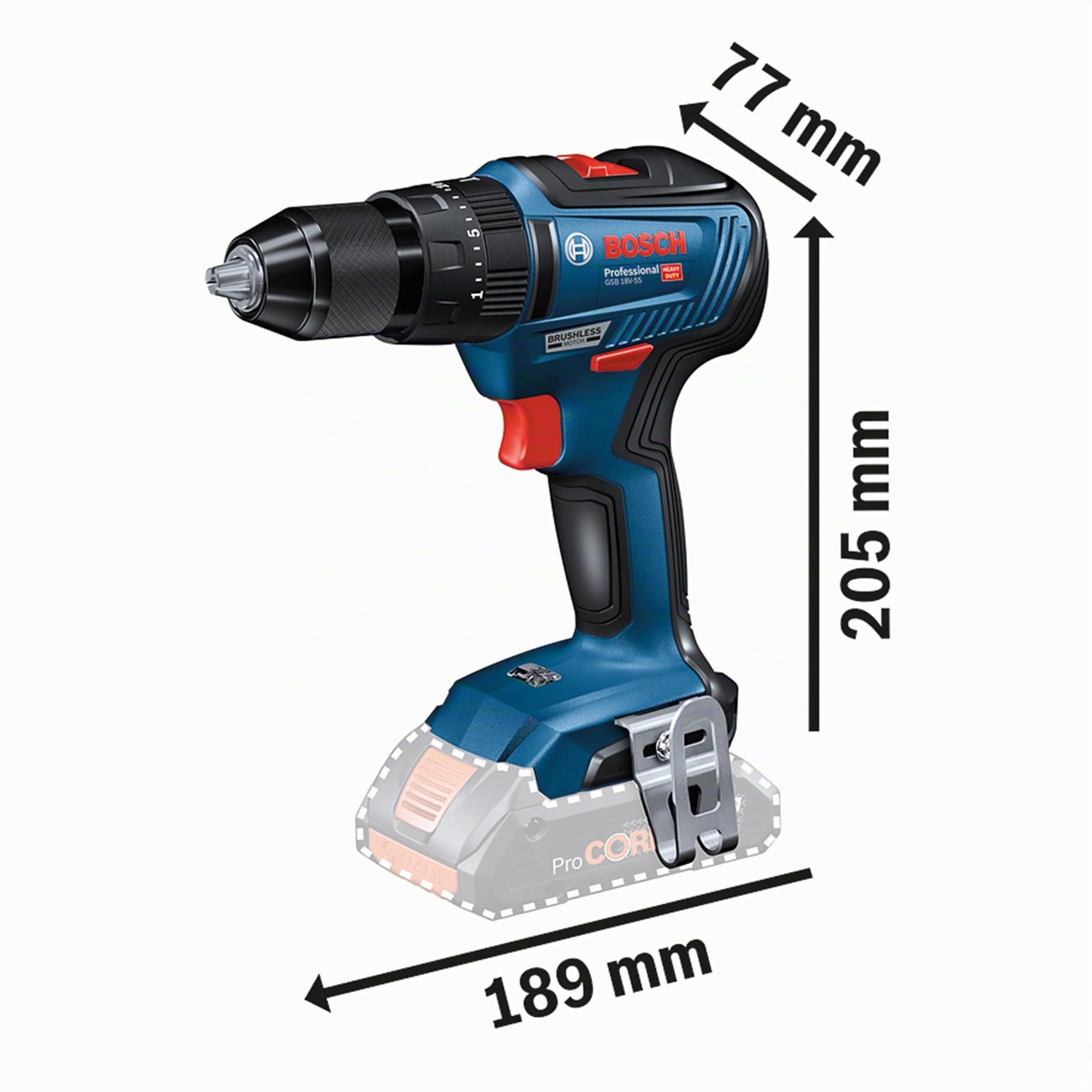 Bosch Professional 18V System perceuse-visseuse à percussion sans-fil GSB 18V-55 (couple max. 55 Nm, avec 2 batteries 4,0 Ah, chargeur rapide GAL 18V-40, L-BOXX)