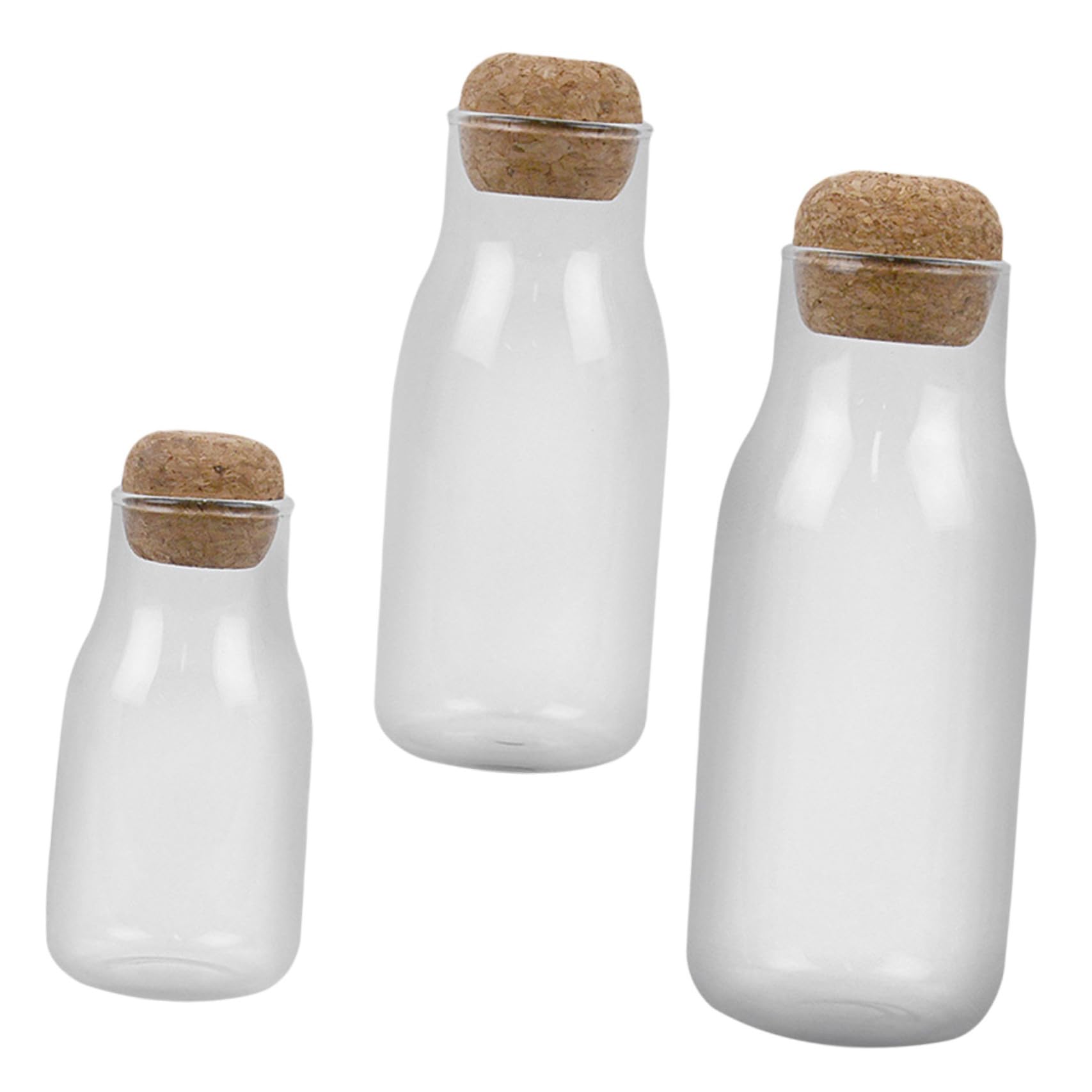 Mobestech 3pezzi Barattoli Vetro per Caramelle Contenitori Trasparenti con Tappo in Sughero Barattoli per Snack Domestici Resistente alle Alte Temperature Facile da Pulire