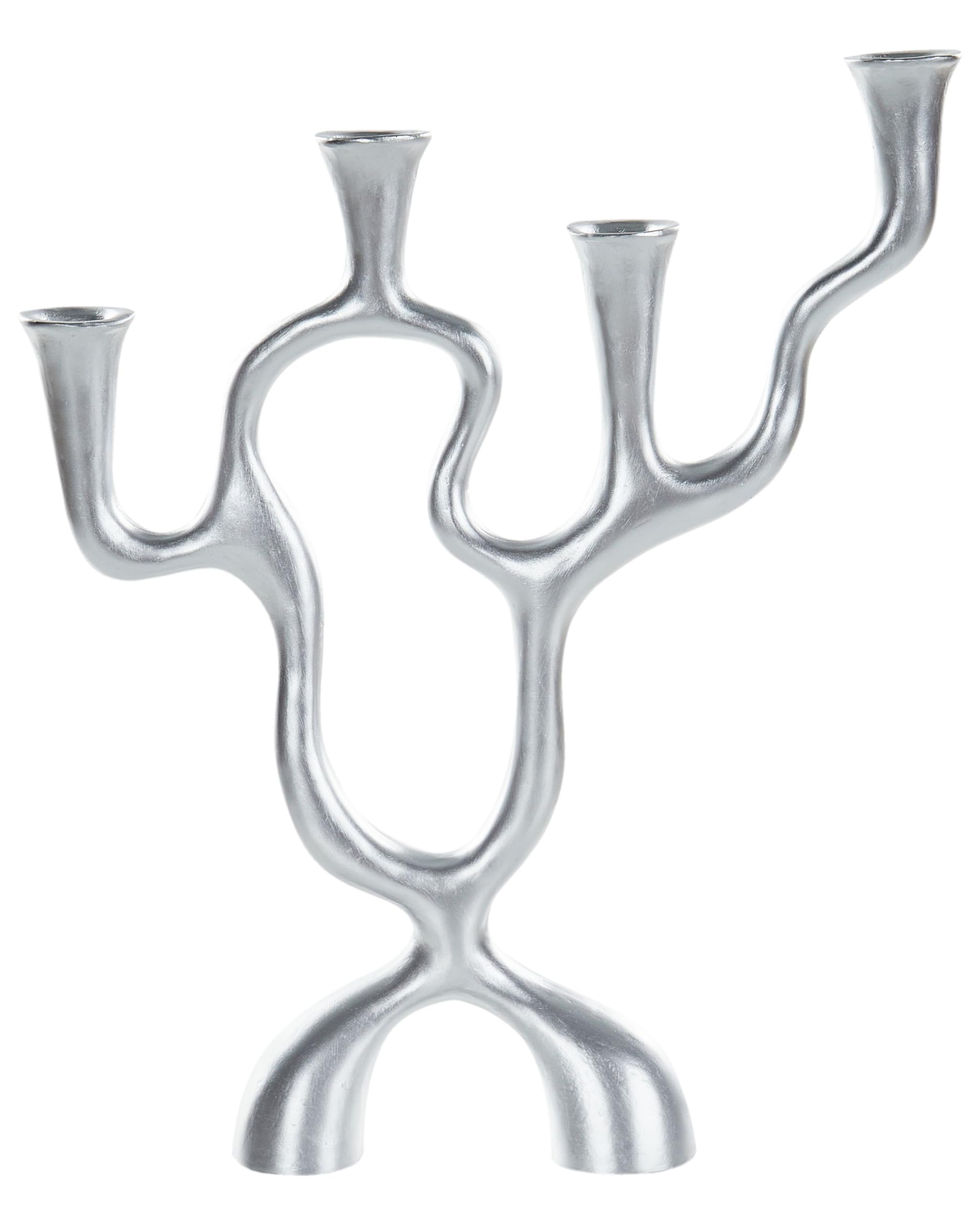 Kerzenständer für 4 Kerzen Metall Silber Kerzenleuchter Famoes