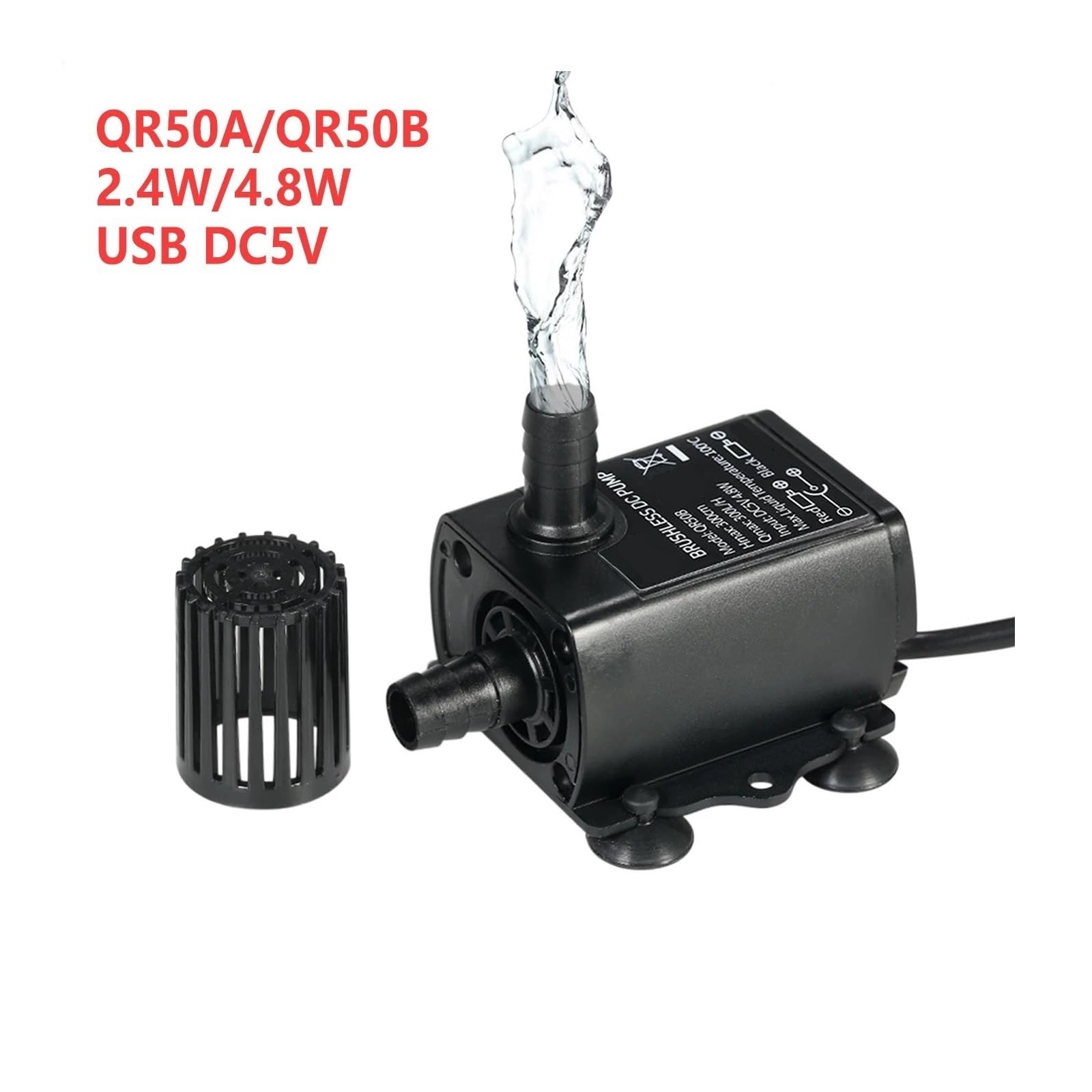 Industrial Water Pressure Diaphragm Pump 2.4W 4.8W Ultra-quiet Mini Brushless Waterproof Submersible Fountain Aquarium Circulating Water Pump(4.8W)