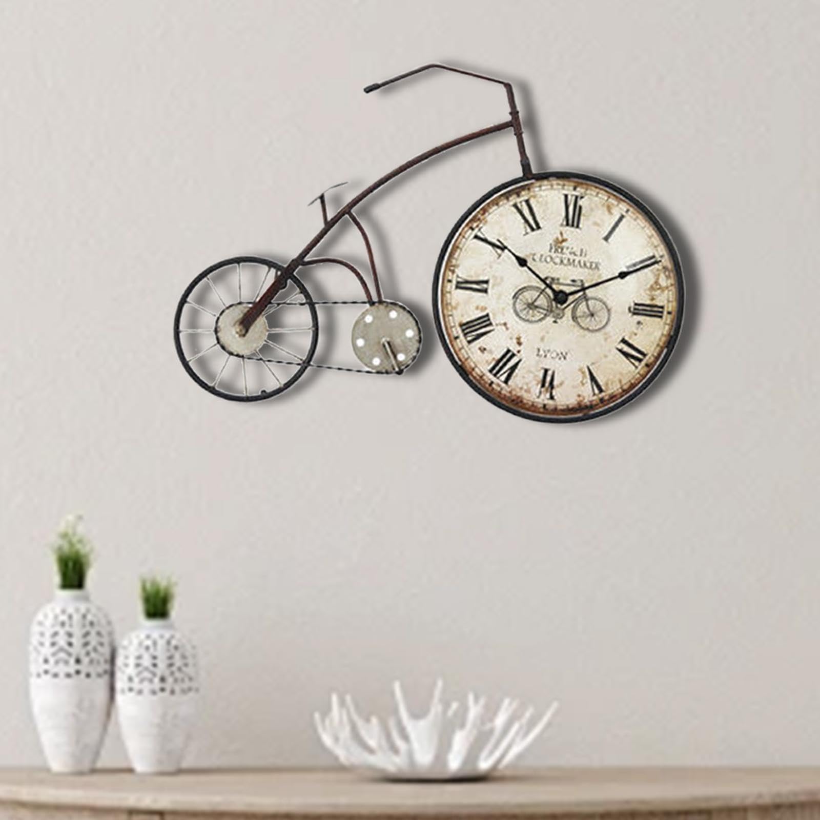 Reloj de Pared Decorativo con diseño de Bicicleta, Estilo Industrial, Apartamentos, Ideal para Mejorar el General, Metro